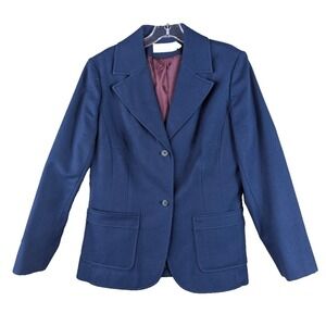 Vtg Pendleton Woolen Mills Blazer Womens Sz 14 Blue Wool Office Two Button Retro